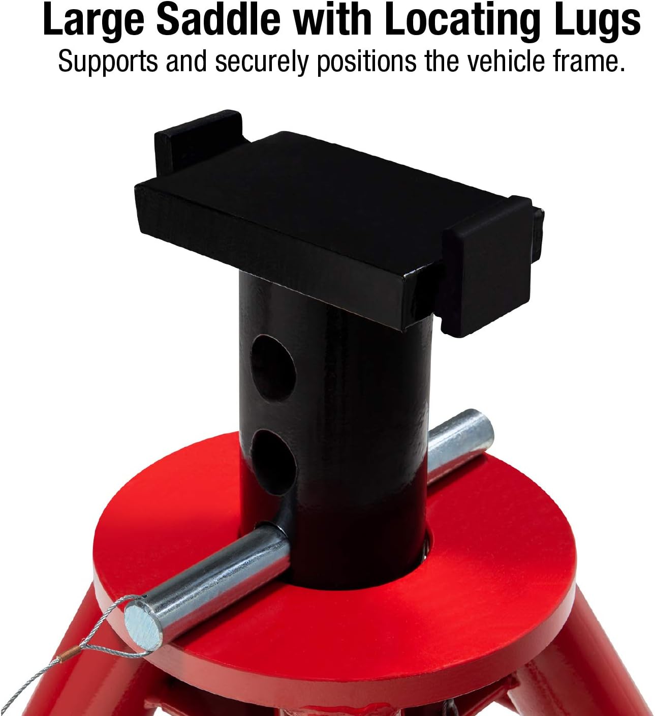 10-Ton Medium Height Pin Type Jack Stands, Pair, Red