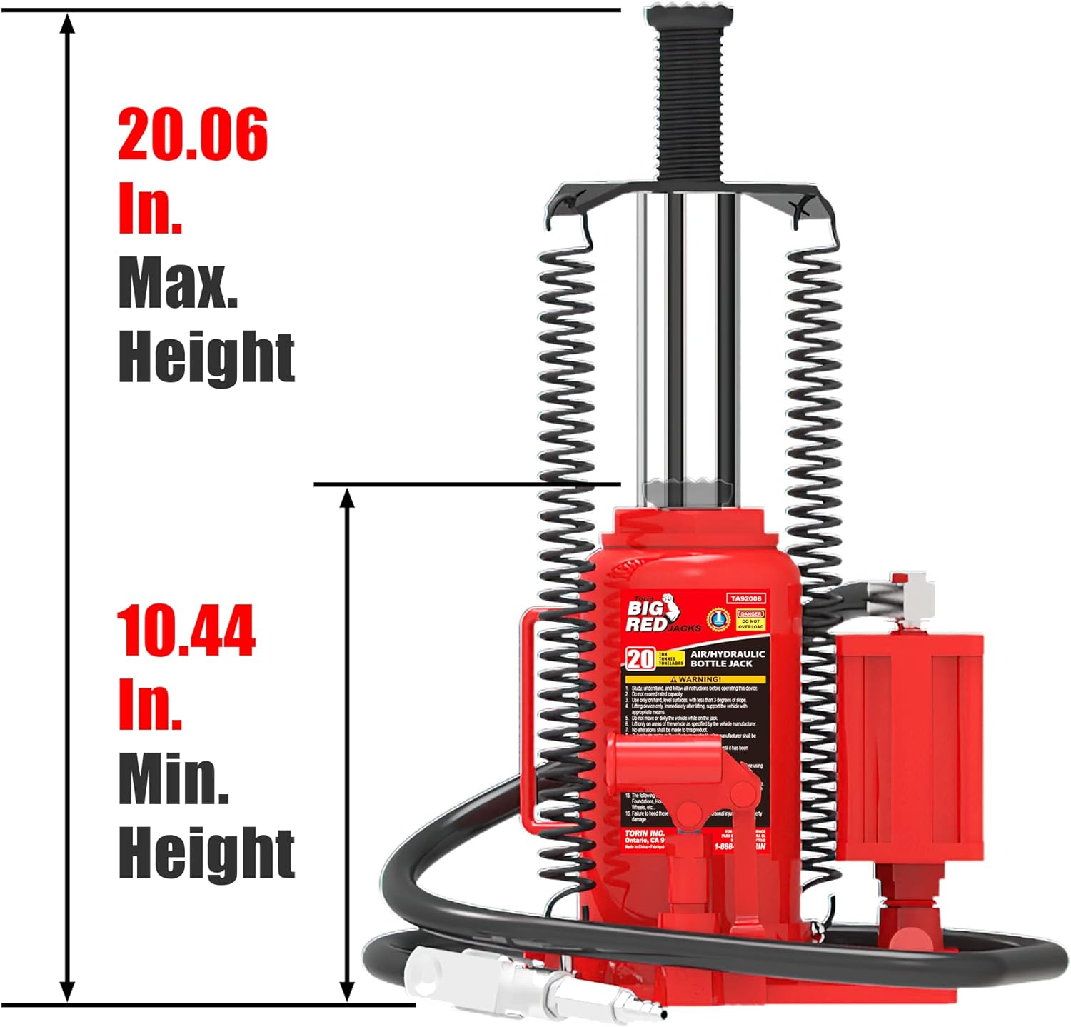 10-Ton Medium Height Pin Type Jack Stands, Pair, Red