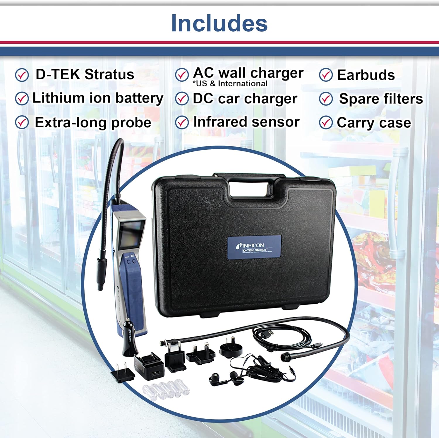 Refrigerant Leak Detector and Portable Monitor, Model: 724-202-G1,Off-White