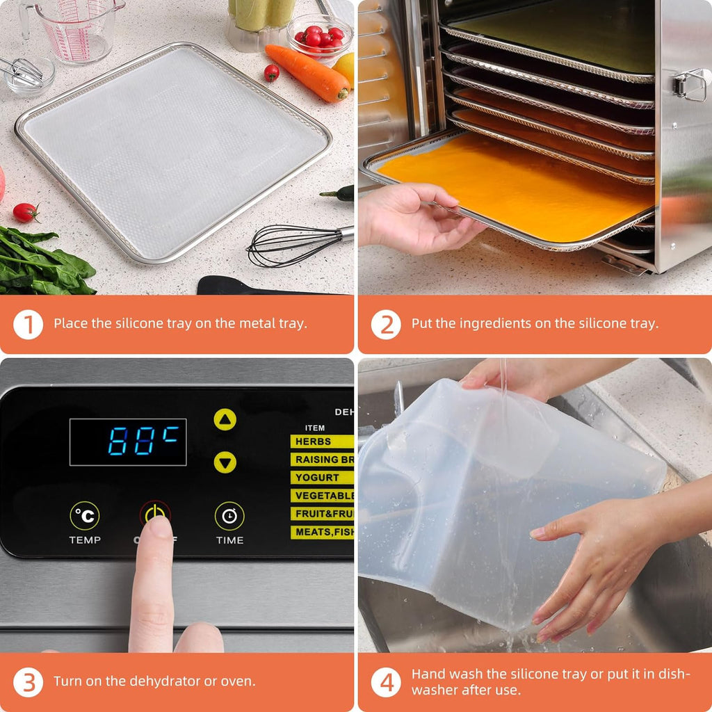 Commercial Large 10 Trays Food Dehydrator, Usable Area up to 17ft², 1000W Detachable Full Stainless Steel Dryer Machine, up to 190℉ Temperature, for Meat, Fruit, Beef, Herbs, and Pet Food