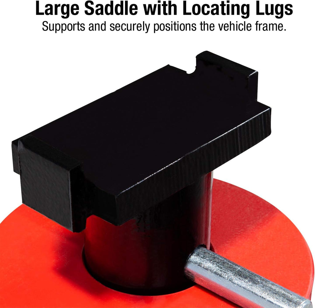 10-Ton Medium Height Pin Type Jack Stands, Pair, Red