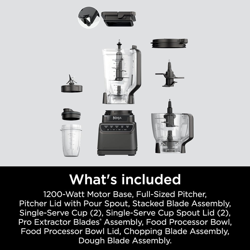 Mega Kitchen System, 1500W, 4 Functions for Smoothies, Processing, Dough, Drinks & More, with 72-oz.* Blender Pitcher, 64-oz. Processor Bowl, (2) 16-oz. To-Go Cups & (2) Lids, Black
