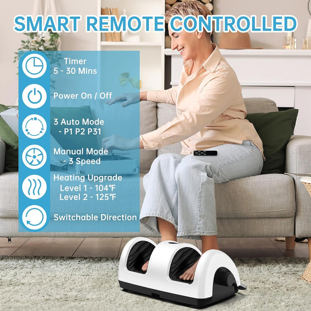 Shiatsu Foot Massager with Heat-Foot Massager Machine for Neuropathy, Plantar Fasciitis and Pain Relief-Massage Foot, Leg, Calf, Ankle with Deep Kneading Heat Therapy, Gift for Mother's Day