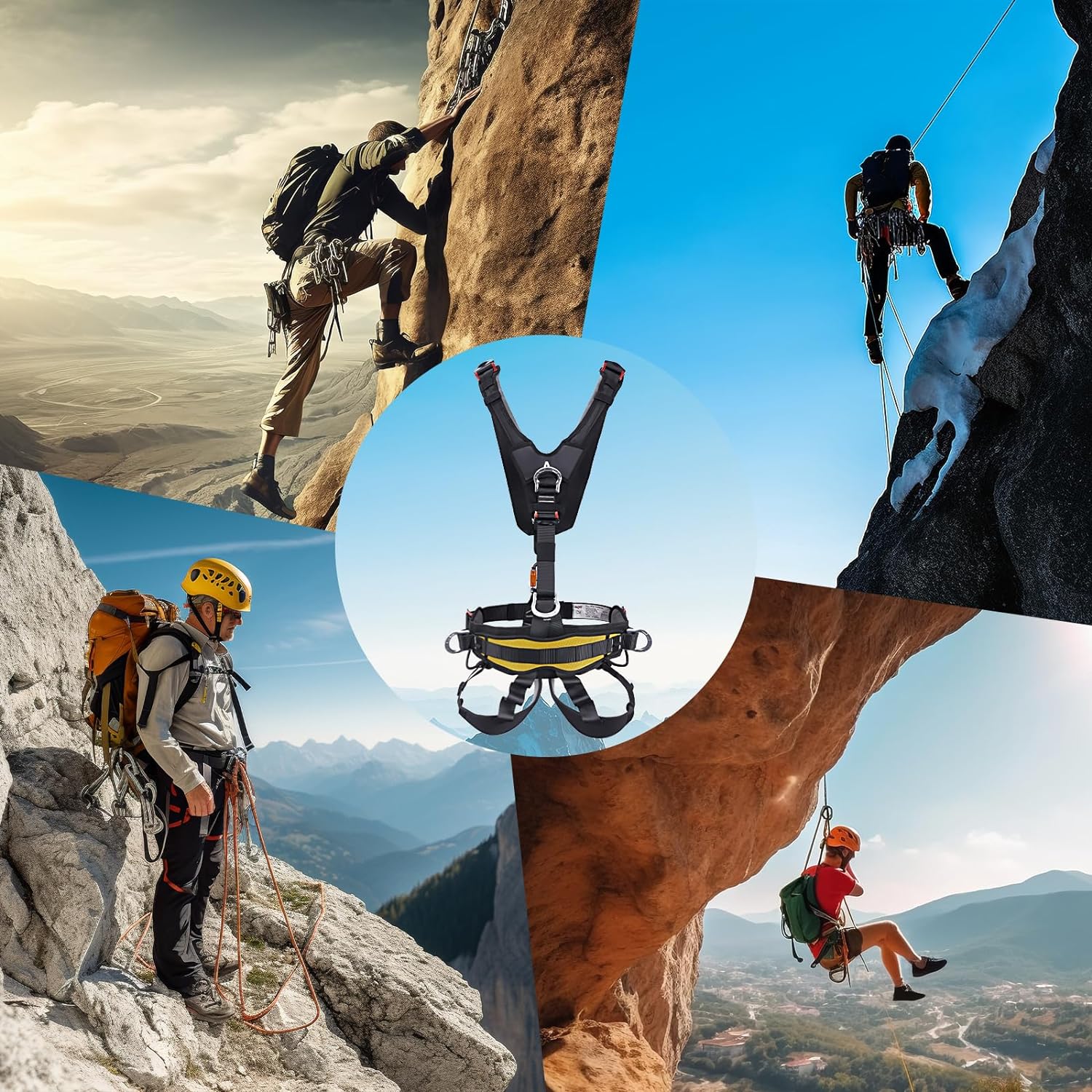Full Body Climbing Harness Can Be Inverted Thicken Widen Protect Waist Safety Harness Tree Work Rock Climbing Mountaineering Rescuing Work at Height