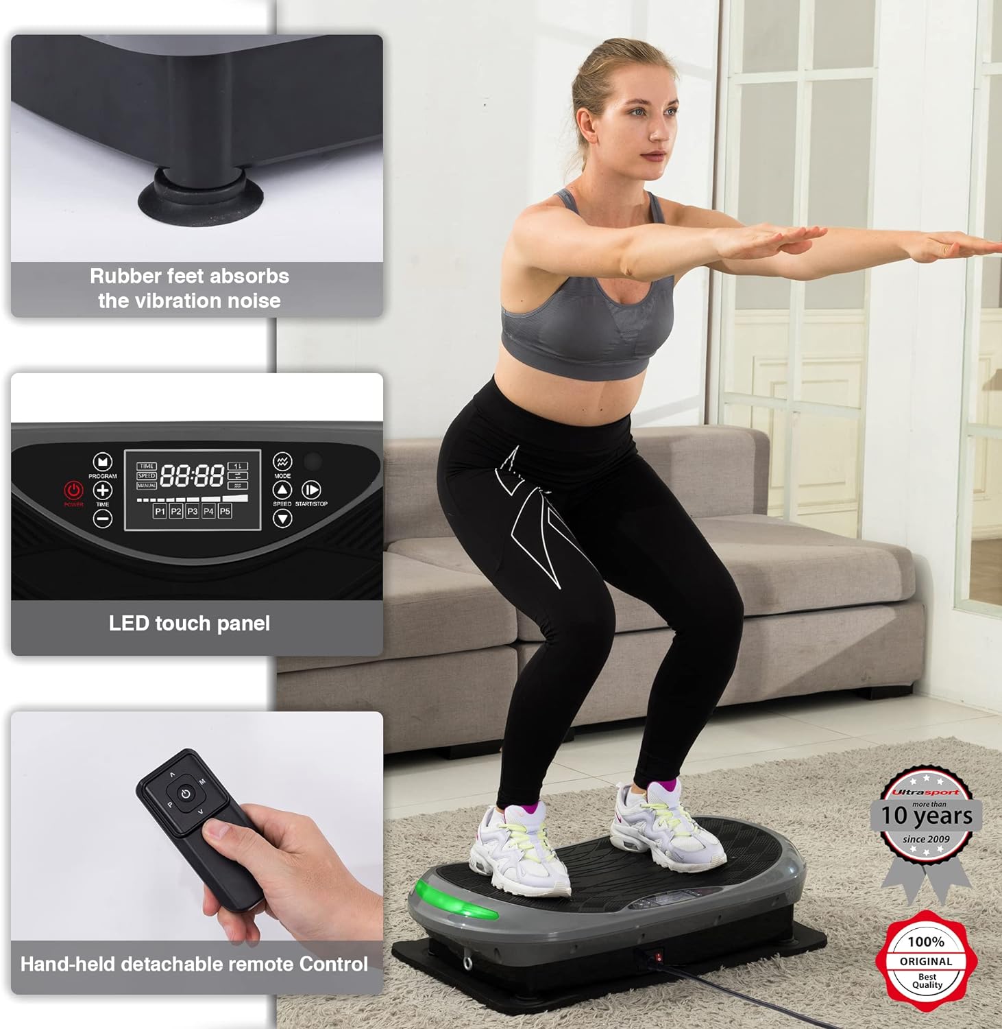 Vibration Plaque 4D, Combustion des Graisses, Perte de Poids, Moteurs Puissants, LED Colorées, Vibration Oscillation