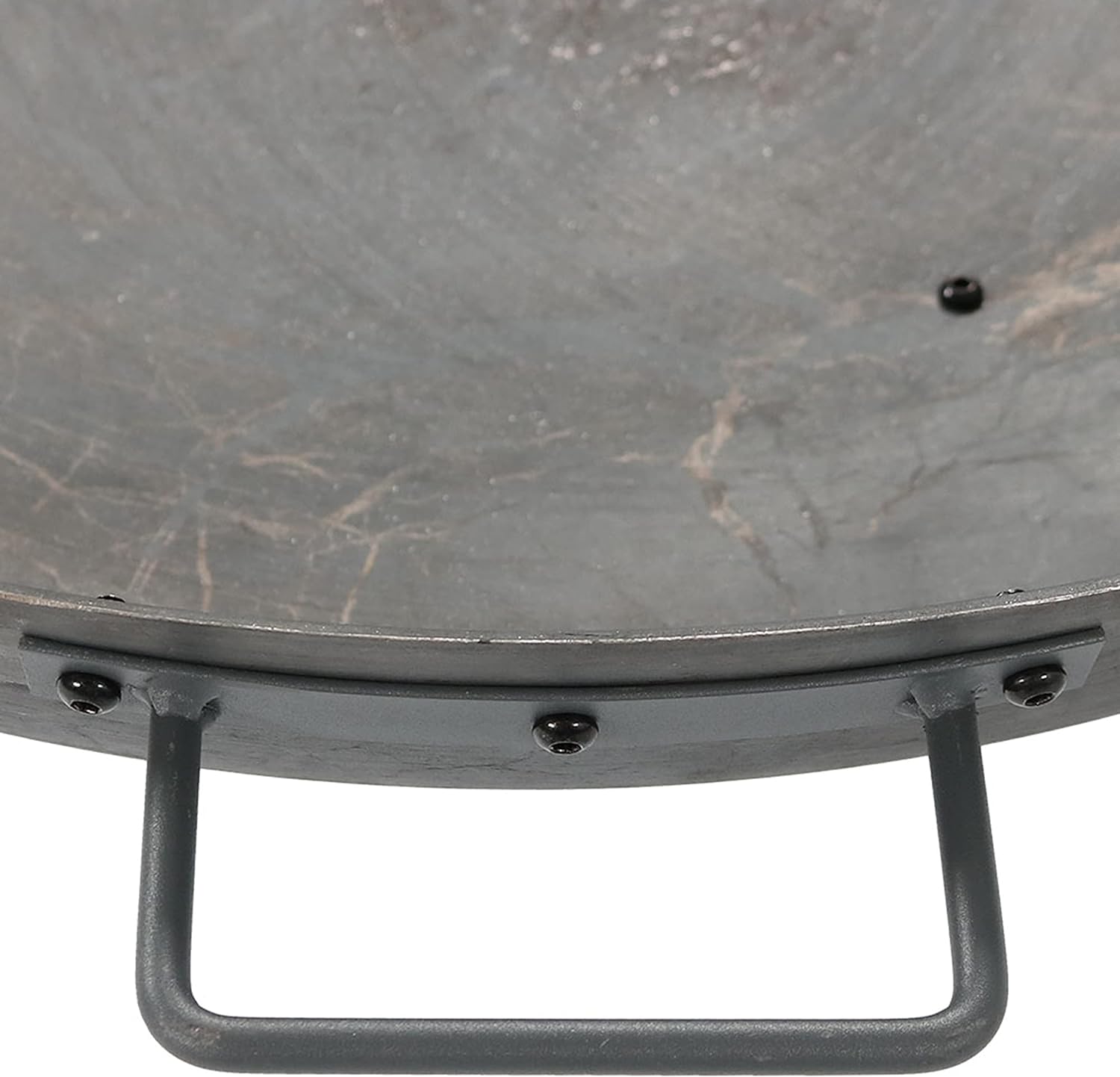 34-Inch Rustic Cast Iron Outdoor Raised Fire Pit Bowl with Handles - Oxidized Finish
