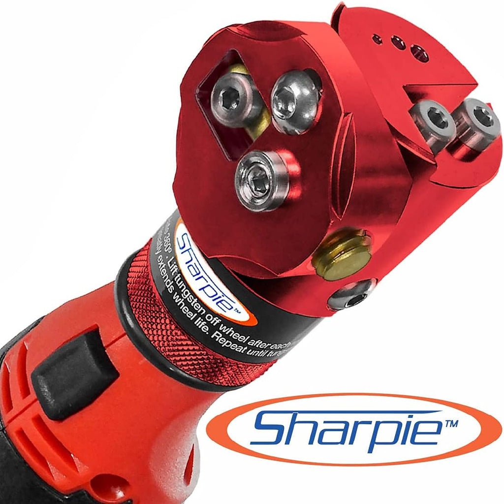 DXCL Hand-Held Cordless Tungsten Sharpener Grinder, Adjustable 15°- 45°, Diamond Ground Tapers (Auburn Red/Auburn R