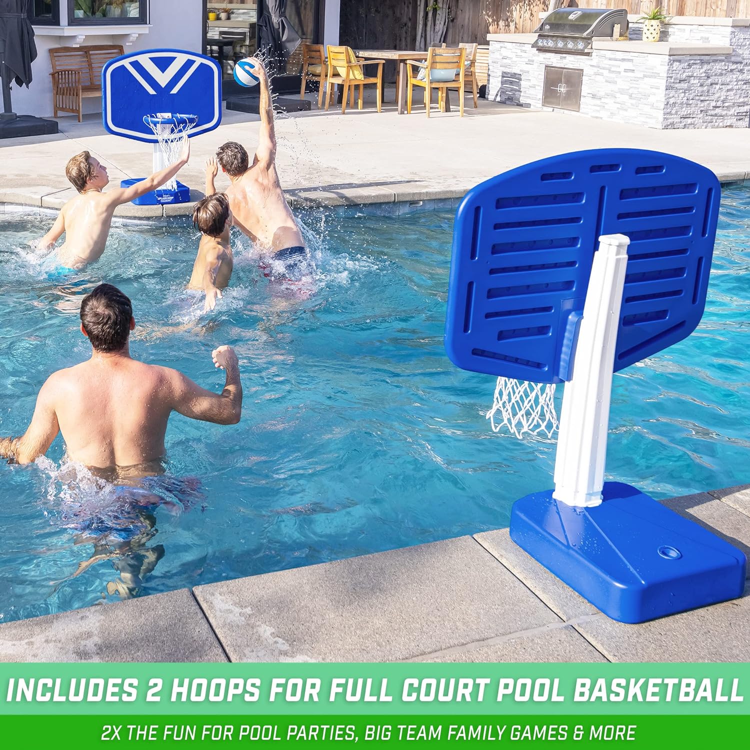 Splash Hoop 2-in-1 Full Court Pool Basketball & Volleyball Game Set