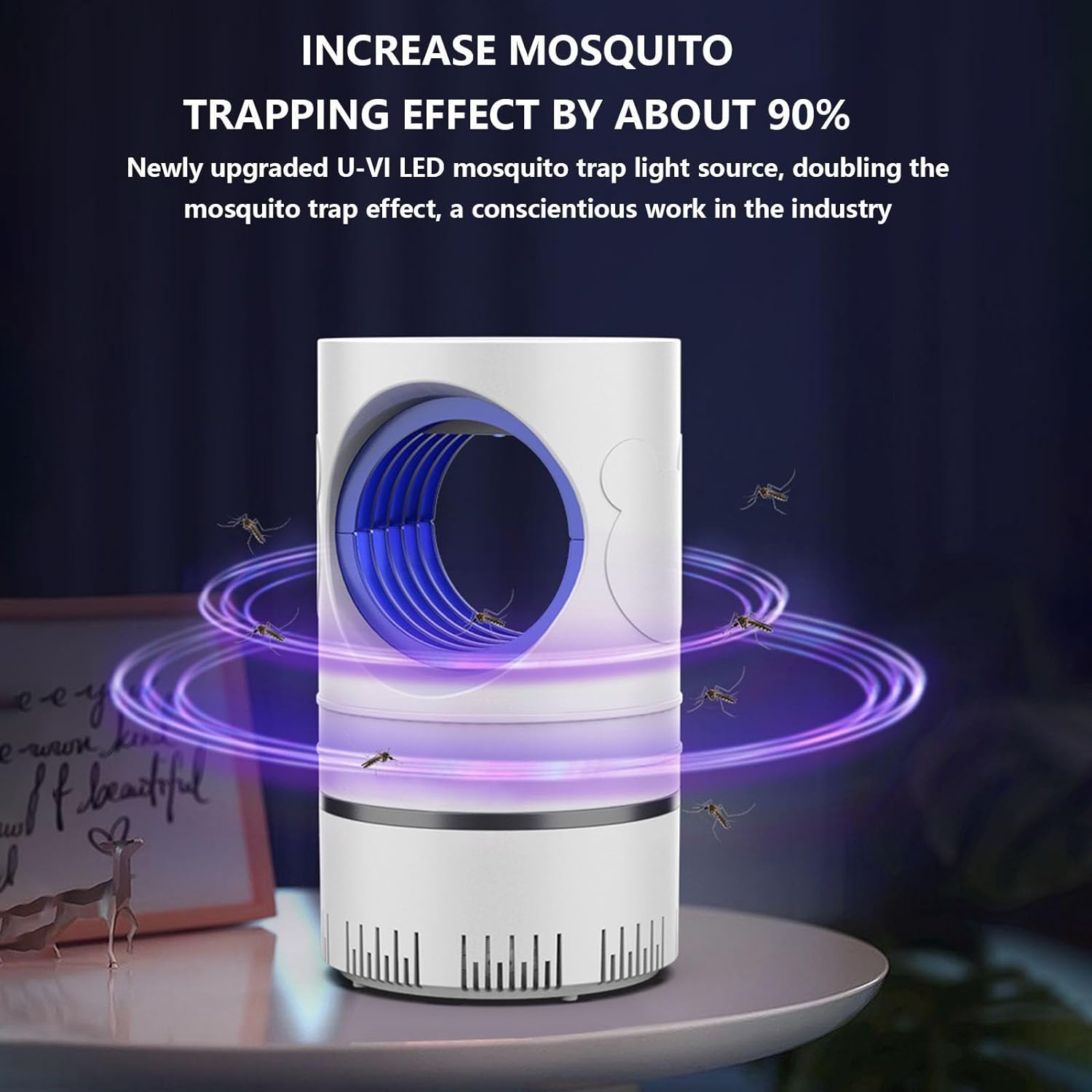 𝖬𝗈𝗌𝗊𝗎𝗂𝗍𝗈 𝖹𝖺𝗉𝗉𝖾𝗋 - Purple Light Catalytic 𝖬𝗈𝗌𝗊𝗎𝗂𝗍𝗈 Lamp for Indoor Outdoor, USB Power Silent Household 𝖬𝗈𝗌𝗊𝗎𝗂𝗍𝗈 Lamp Inhalation Electronic Four Dimensional Trap (wh1te)