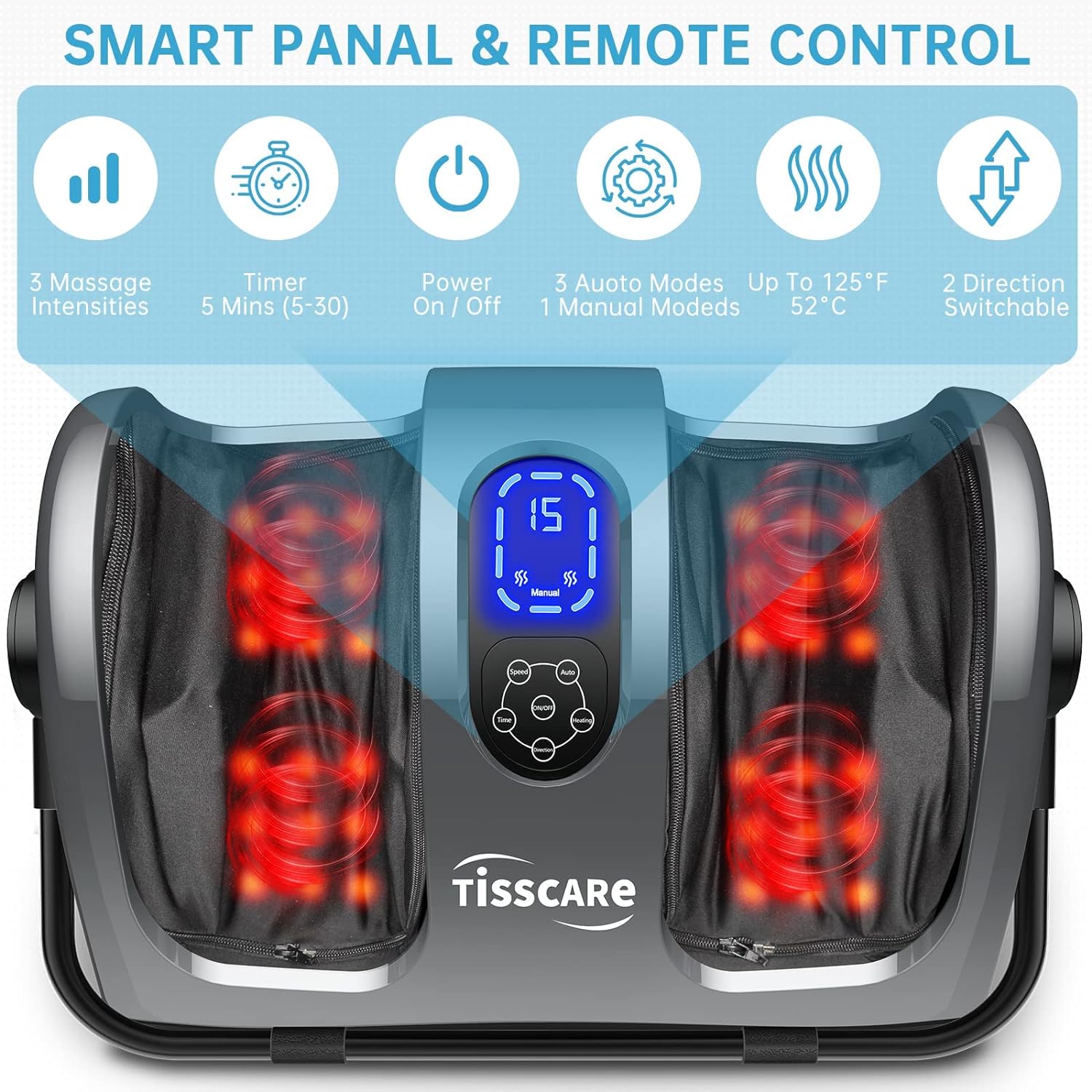 Shiatsu Foot Massager with Heat-Foot Massager Machine for Neuropathy, Plantar Fasciitis and Pain Relief-Massage Foot, Leg, Calf, Ankle with Deep Kneading Heat Therapy, Gift for Mother's Day