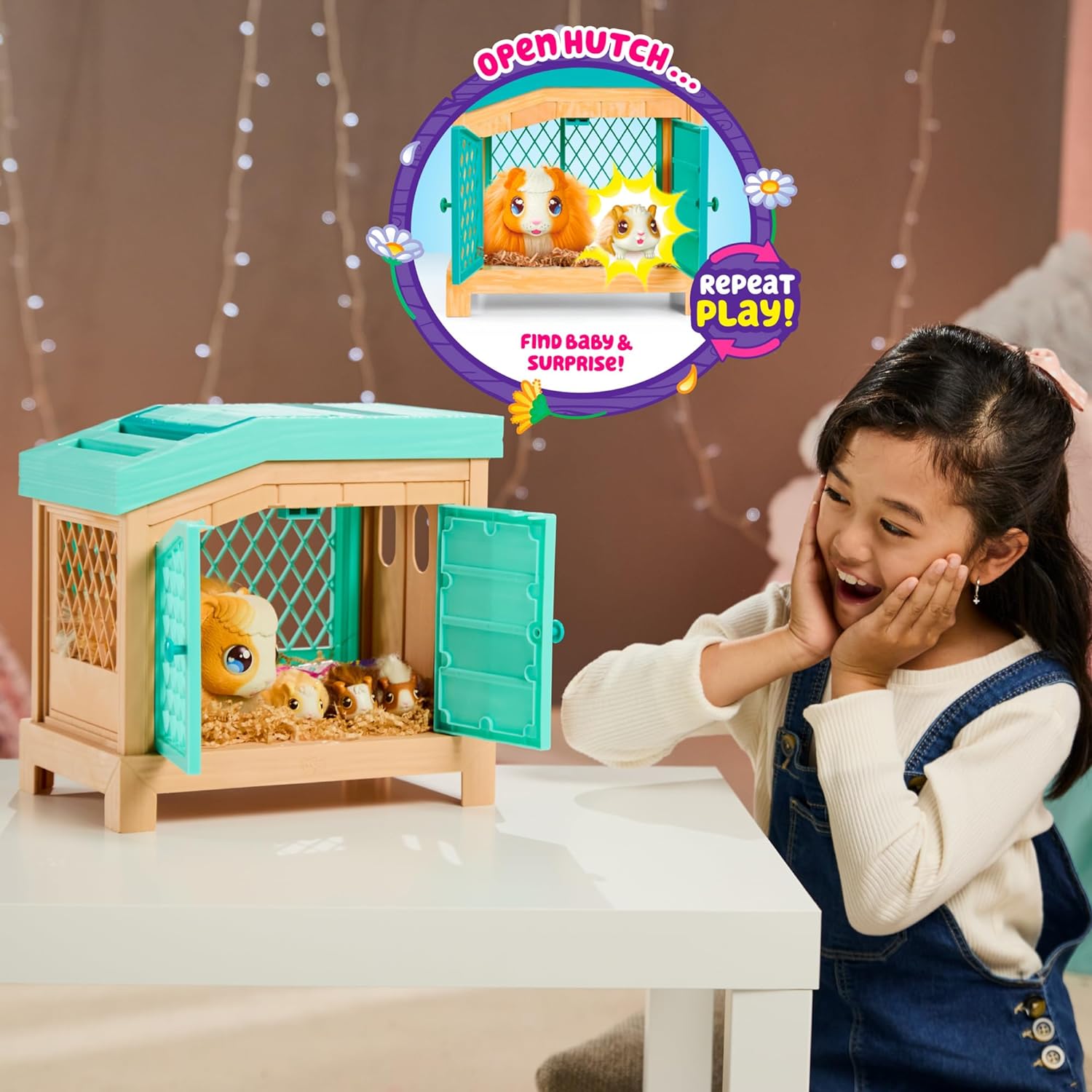Little Live Pets - Mama Surprise | Soft, Interactive Guinea Pig and her Hutch, and her 3 Babies. 20+ Sounds & Reactions. for Kids Ages 4+, Multicolor, 7.8 x 11.93 x 11.38 inches