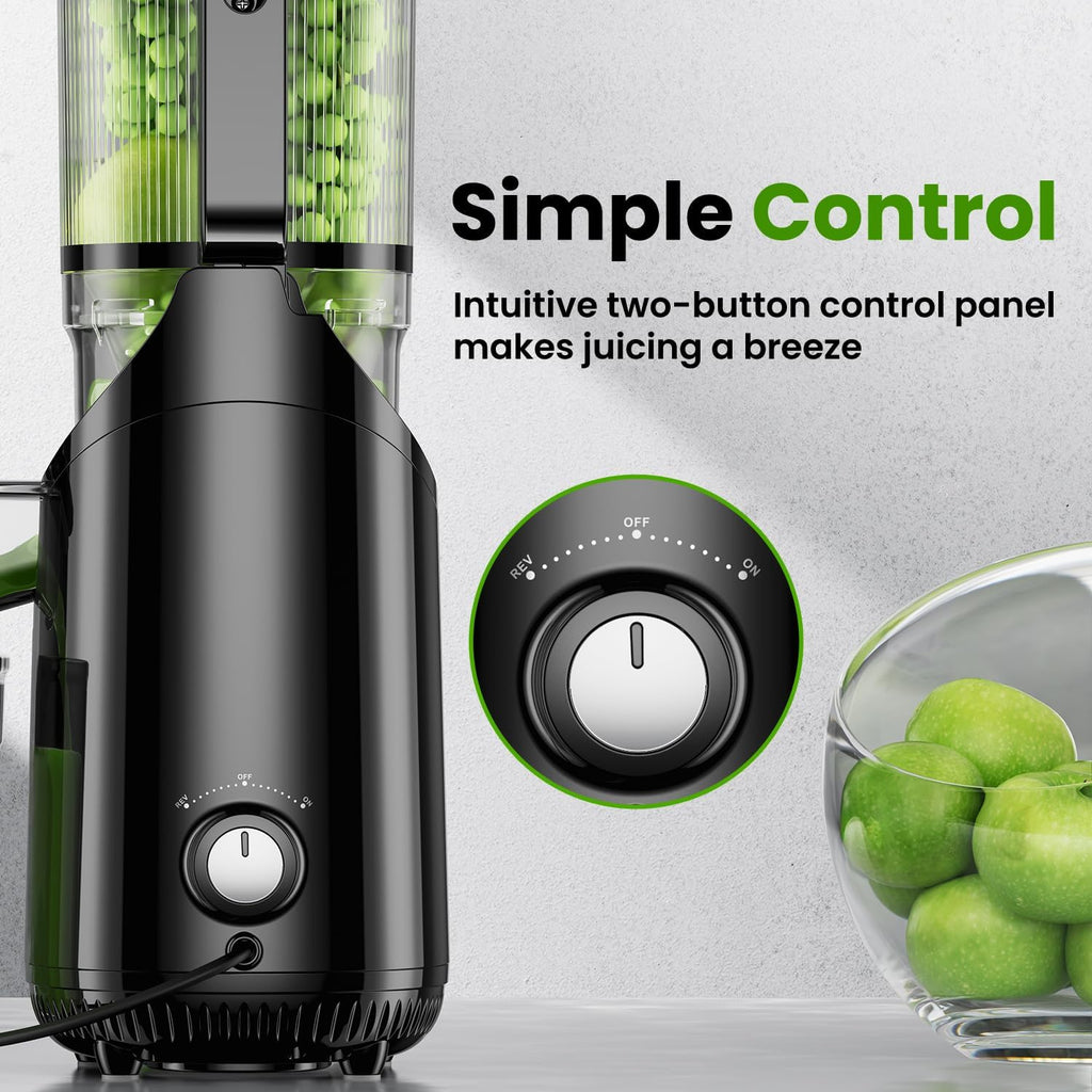 Cold Press Juicer, Slow Masticating Machines with 5.3" Extra Large Feed Chute Fit Whole Fruits & Vegetables Easy Clean Self Feeding Effortless for Batch Juicing, High Juice Yield, BPA Free 250W